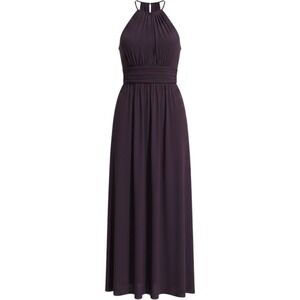 Levkoff Womens Plum Purple Halter Chiffon Formal Maxi Dress Size 10 RN 82955